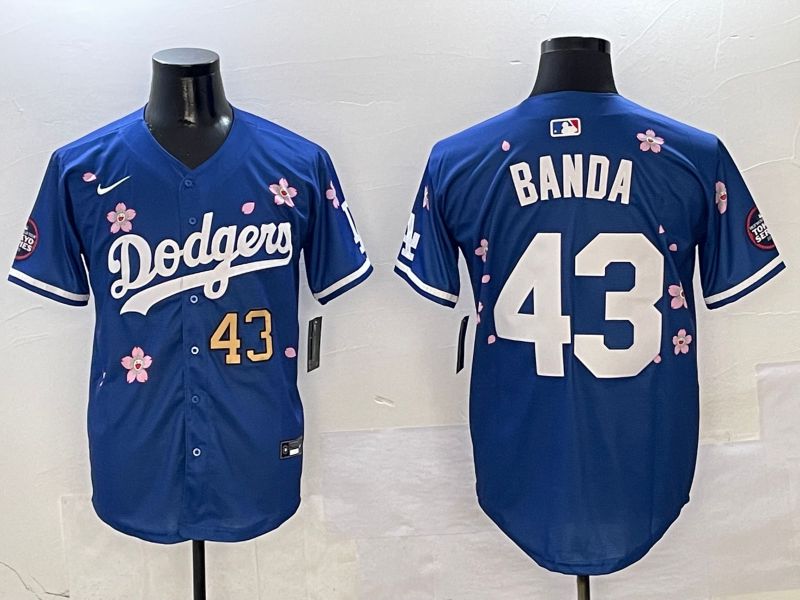 Men Los Angeles Dodgers 43 Banda Blue Sakura Edition 2025 Nike MLB Jersey style 4